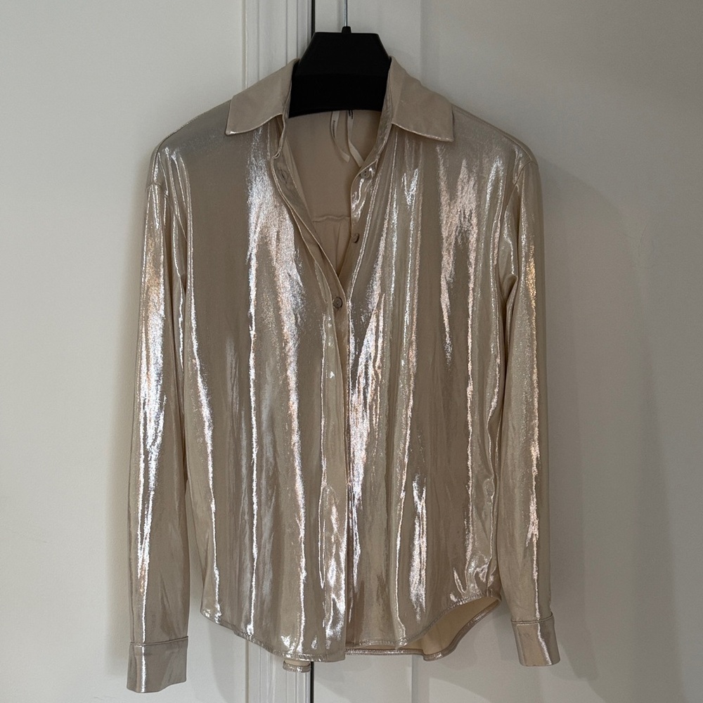 Anthropology silky metallic blouse top, XS